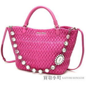 Miu Miu Nappa Crystal Shopping Fuchsia Lambskin Bejeweled Chain Matelass